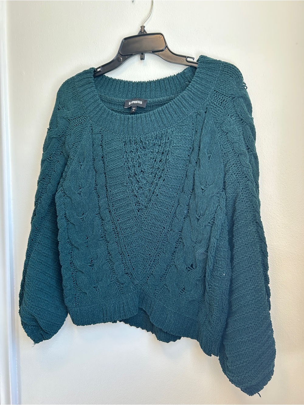 Express Teal Cable Knit Crewneck Sweater